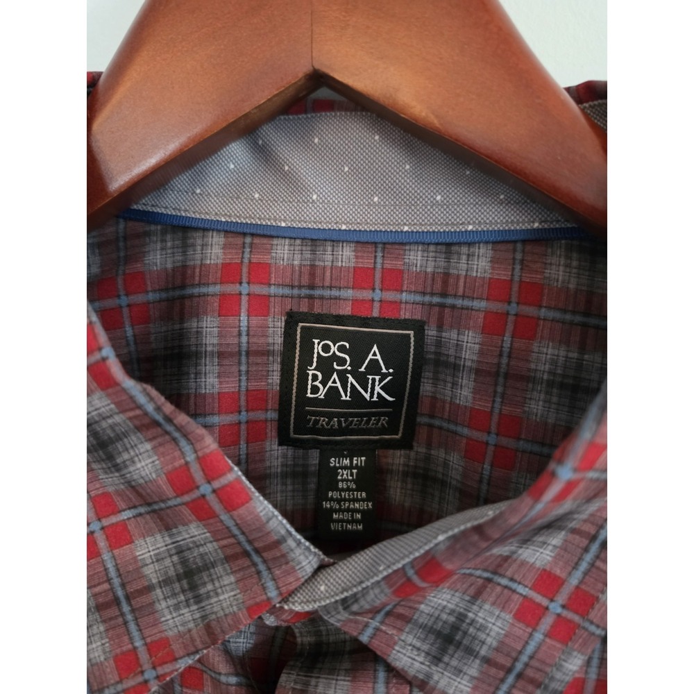 Jos A Bank Traveler's Collection Plaid Button Down 2XL Tall Slim Fit Cotton - Picture 3 of 5